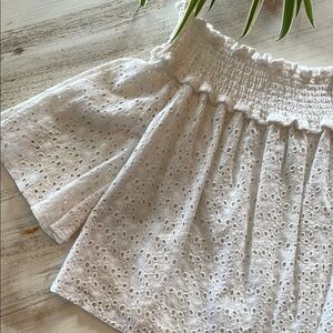 Jack by BB Dakota White Smocked Ruffled Blouse